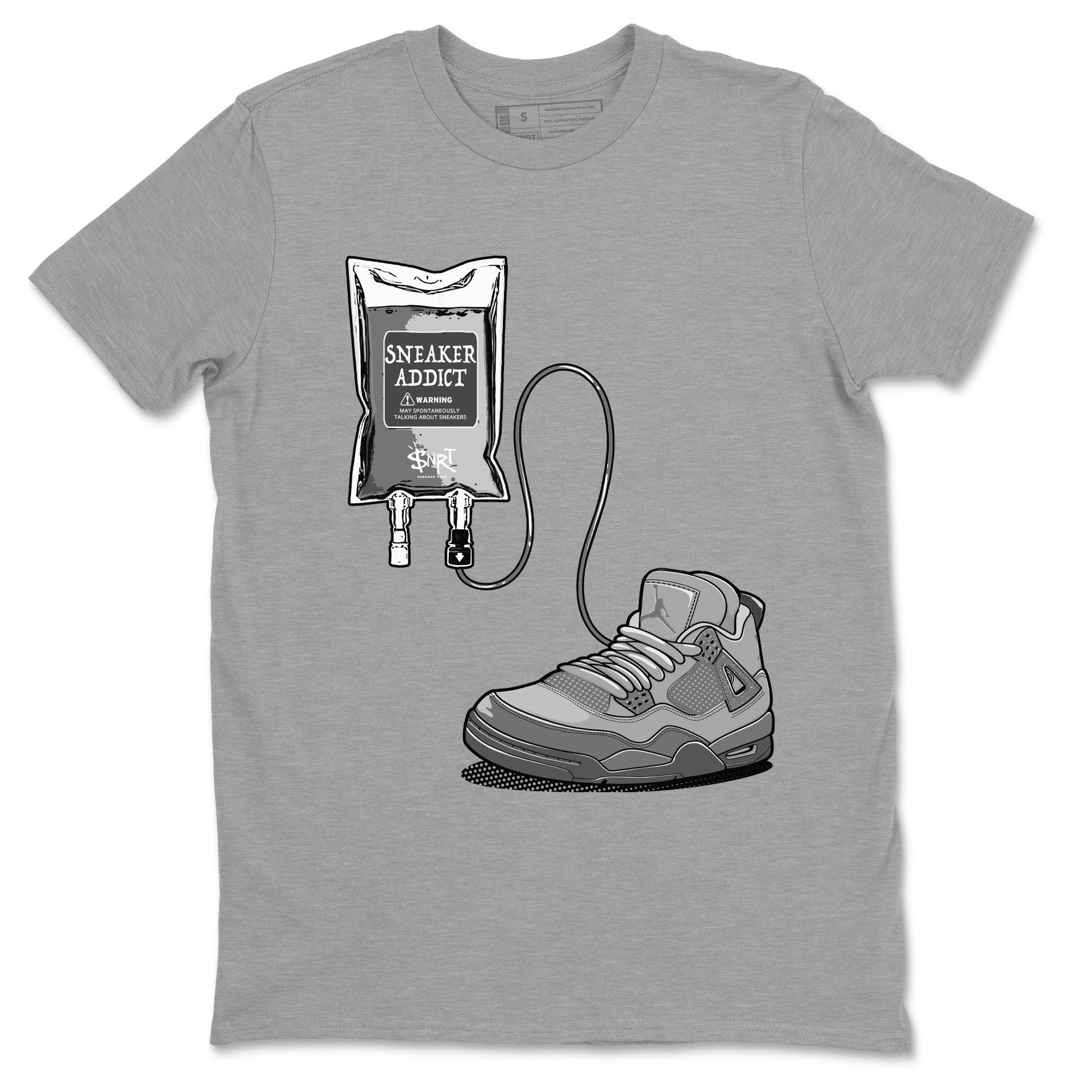 4s Wet Cement shirts to match jordans Sneaker Therapy sneaker match tees Air Jordan 4 Wet Cement SNRT Sneaker Release Tees unisex cotton Heather Grey 2 crew neck shirts