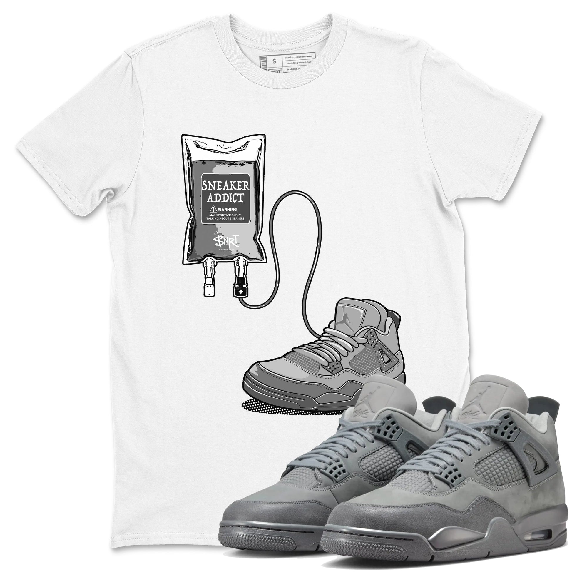 4s Wet Cement shirts to match jordans Sneaker Therapy sneaker match tees Air Jordan 4 Wet Cement SNRT Sneaker Release Tees unisex cotton White 1 crew neck shirts