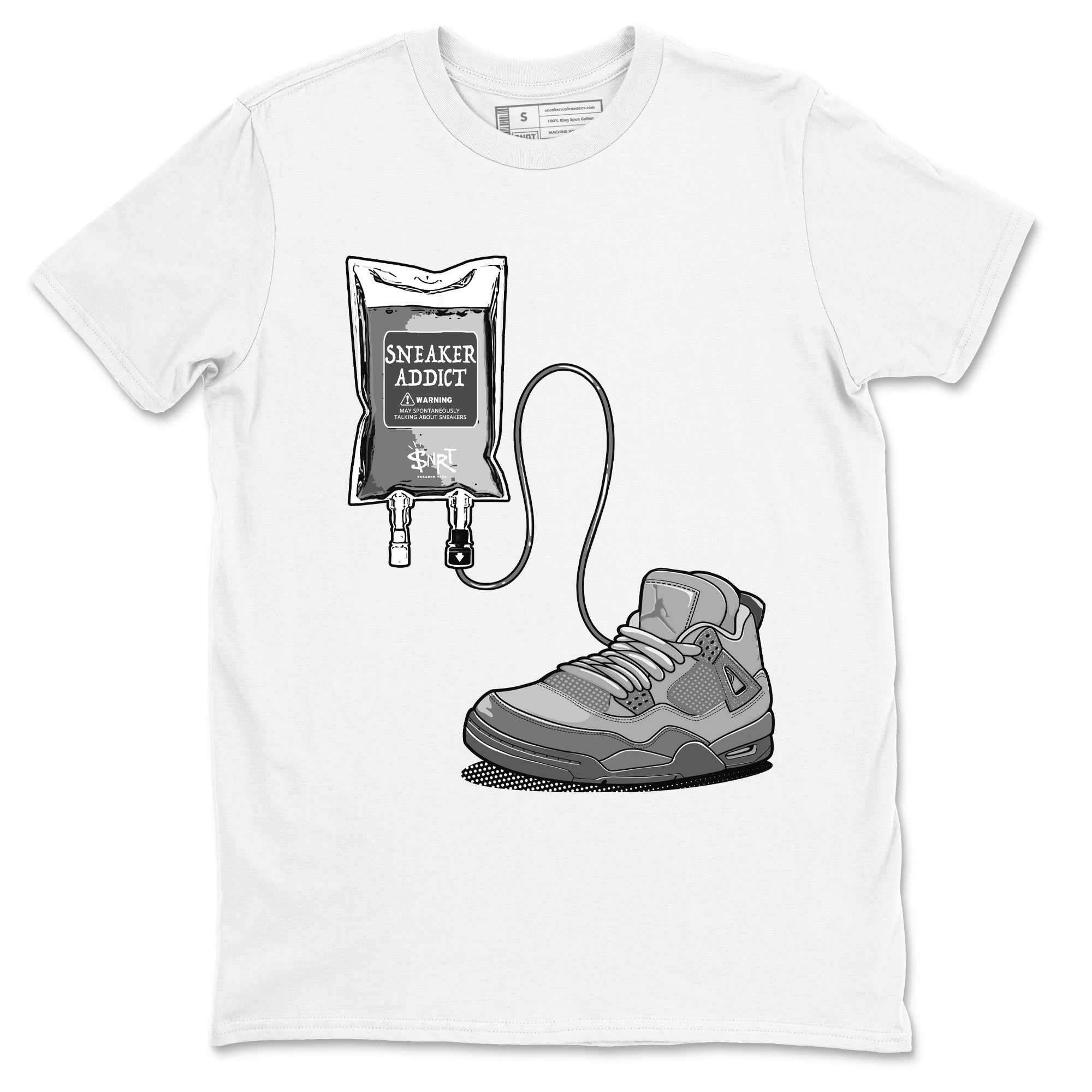 4s Wet Cement shirts to match jordans Sneaker Therapy sneaker match tees Air Jordan 4 Wet Cement SNRT Sneaker Release Tees unisex cotton White 2 crew neck shirts