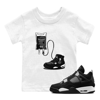 4s White Thunder shirts to match jordans Sneaker Therapy sneaker match tees Air Jordan 4 White Thunder SNRT Sneaker Release Tees Youth Baby White 1 crew neck shirts