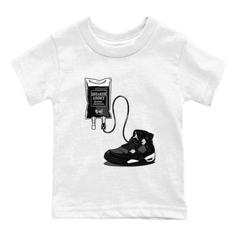 4s White Thunder shirts to match jordans Sneaker Therapy sneaker match tees Air Jordan 4 White Thunder SNRT Sneaker Release Tees Youth Baby White 2 crew neck shirts
