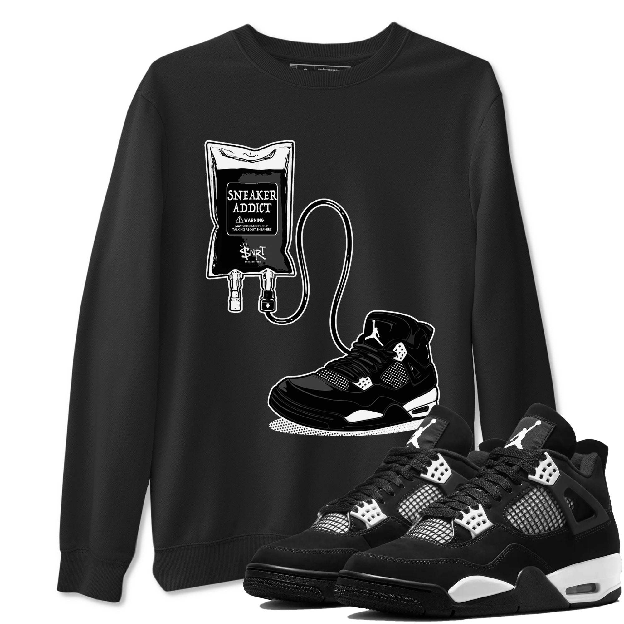 4s White Thunder shirts to match jordans Sneaker Therapy sneaker match tees Air Jordan 4 White Thunder SNRT Sneaker Release Tees unisex cotton Black 1 crew neck shirts