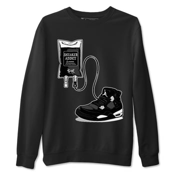 4s White Thunder shirts to match jordans Sneaker Therapy sneaker match tees Air Jordan 4 White Thunder SNRT Sneaker Release Tees unisex cotton Black 2 crew neck shirts