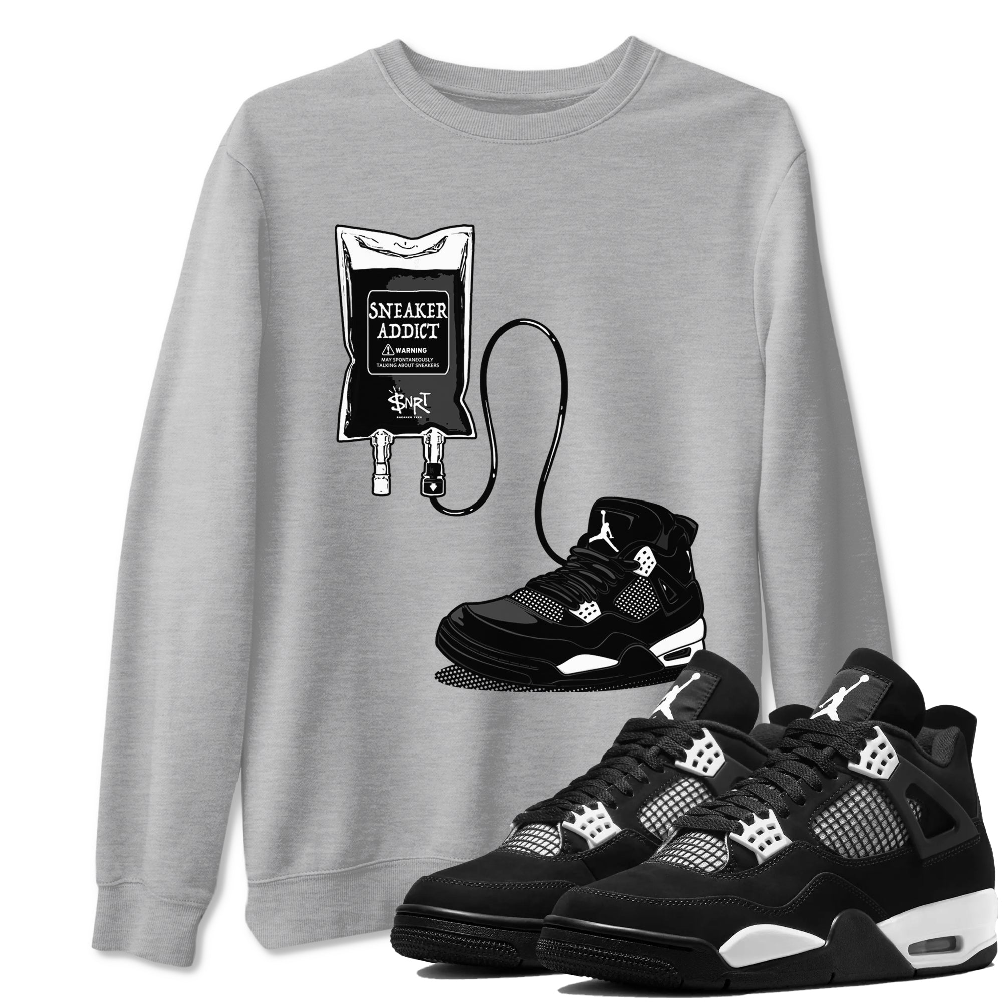 4s White Thunder shirts to match jordans Sneaker Therapy sneaker match tees Air Jordan 4 White Thunder SNRT Sneaker Release Tees unisex cotton Heather Grey 1 crew neck shirts