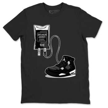4s White Thunder shirts to match jordans Sneaker Therapy sneaker match tees Air Jordan 4 White Thunder SNRT Sneaker Release Tees unisex cotton Black 2 crew neck shirts