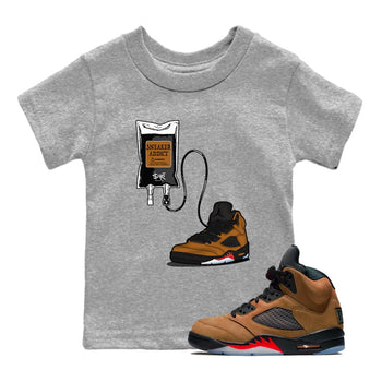 Air Jordan 5 Archaeo Brown shirts to match jordans Sneaker Therapy sneaker match tees Air Jordan 5 Archaeo Brown match shoes to clothes SNRT Sneaker Tees Youth Baby Heather Grey 1 tee