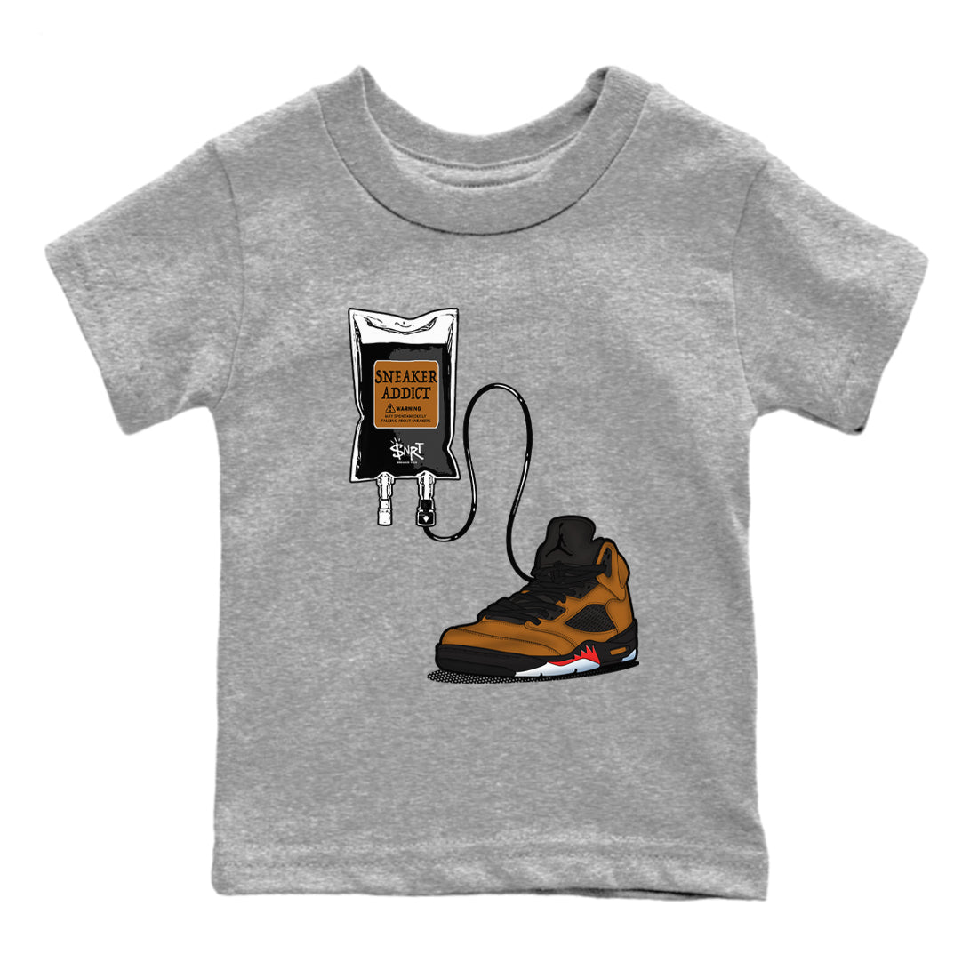 Air Jordan 5 Archaeo Brown shirts to match jordans Sneaker Therapy sneaker match tees Air Jordan 5 Archaeo Brown match shoes to clothes SNRT Sneaker Tees Youth Baby Heather Grey 2 tee