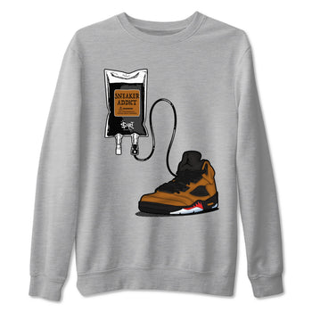 Air Jordan 5 Archaeo Brown shirts to match jordans Sneaker Therapy sneaker match tees Air Jordan 5 Archaeo Brown match shoes to clothes SNRT Sneaker Tees unisex cotton Heather Grey 2 shirts