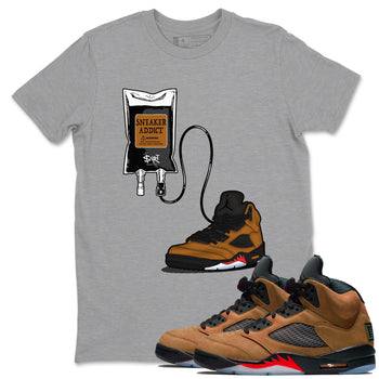 Air Jordan 5 Archaeo Brown shirts to match jordans Sneaker Therapy sneaker match tees Air Jordan 5 Archaeo Brown match shoes to clothes SNRT Sneaker Tees unisex cotton Heather Grey 1 shirts