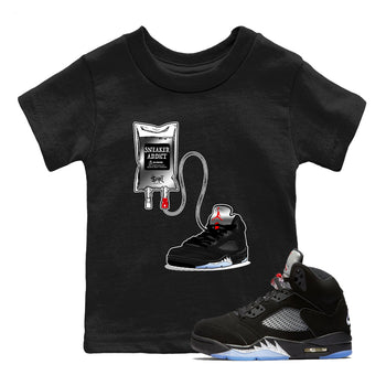 5s Black Metallic Reimagined shirts to match jordans Sneaker Therapy best t shirts to wear with jordans AJ5 Retro OG Reimagined match shoes to clothes SNRT Sneaker Tees Youth Baby Black 1 tee