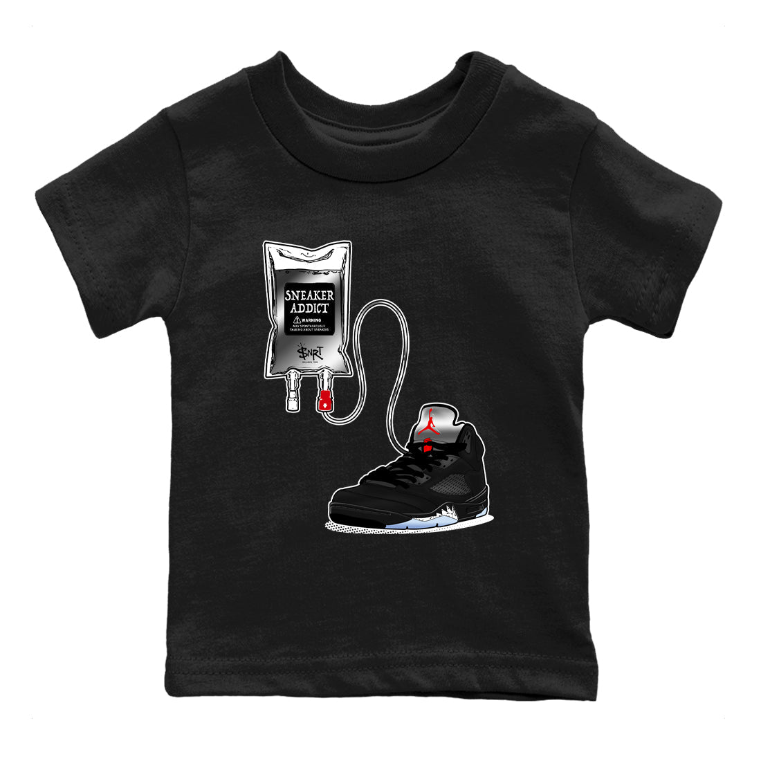 5s Black Metallic Reimagined shirts to match jordans Sneaker Therapy best t shirts to wear with jordans AJ5 Retro OG Reimagined match shoes to clothes SNRT Sneaker Tees Youth Baby Black 2 tee