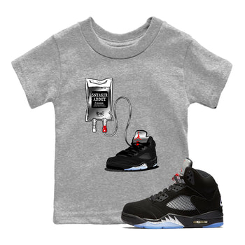 5s Black Metallic Reimagined shirts to match jordans Sneaker Therapy best t shirts to wear with jordans AJ5 Retro OG Reimagined match shoes to clothes SNRT Sneaker Tees Youth Baby Heather Grey 1 tee