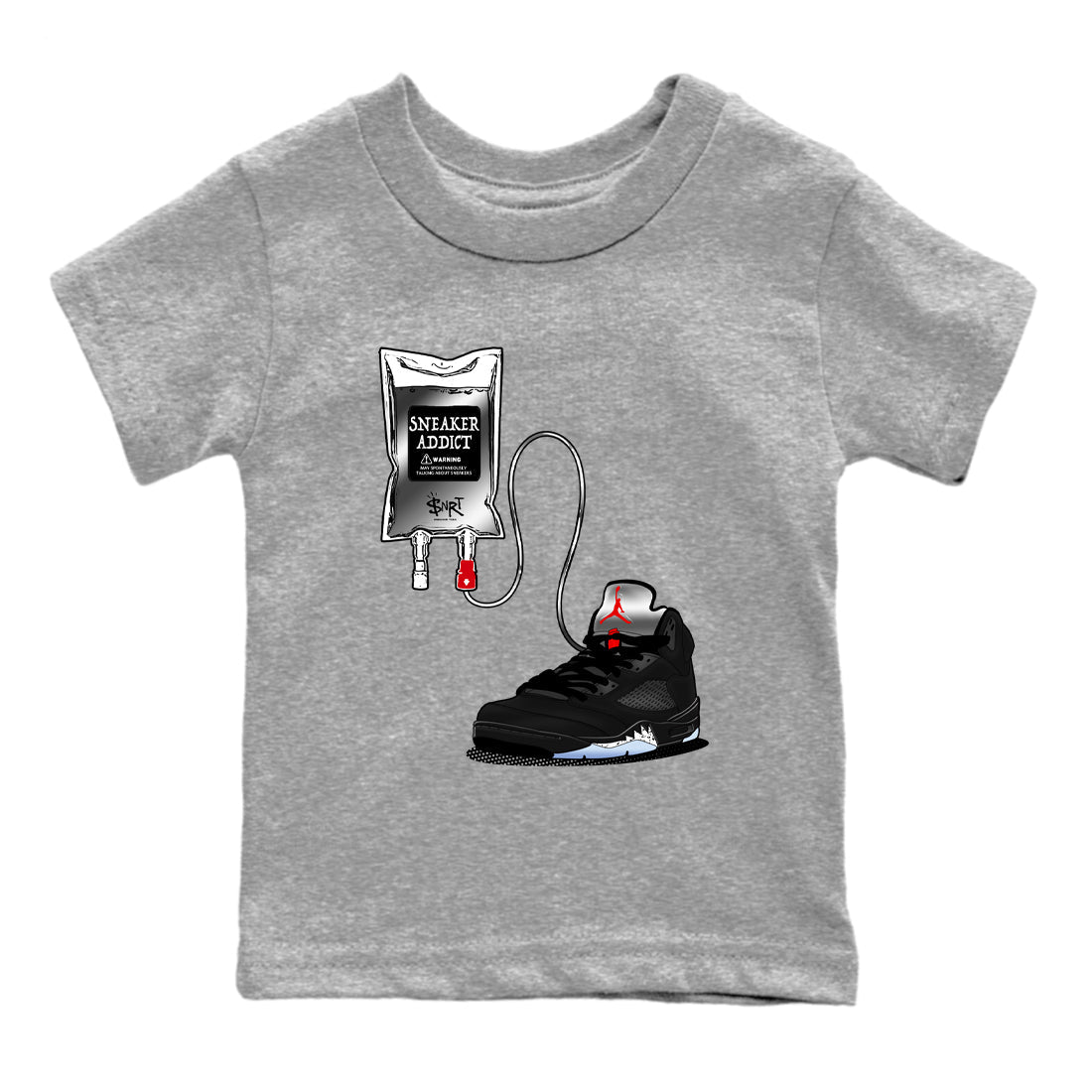 5s Black Metallic Reimagined shirts to match jordans Sneaker Therapy best t shirts to wear with jordans AJ5 Retro OG Reimagined match shoes to clothes SNRT Sneaker Tees Youth Baby Heather Grey 2 tee