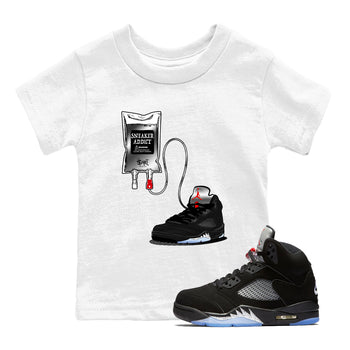 5s Black Metallic Reimagined shirts to match jordans Sneaker Therapy best t shirts to wear with jordans AJ5 Retro OG Reimagined match shoes to clothes SNRT Sneaker Tees Youth Baby White 1 tee