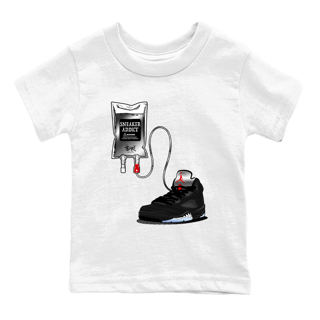 5s Black Metallic Reimagined shirts to match jordans Sneaker Therapy best t shirts to wear with jordans AJ5 Retro OG Reimagined match shoes to clothes SNRT Sneaker Tees Youth Baby White 2 tee