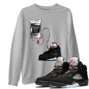 5s Black Metallic Reimagined shirts to match jordans Sneaker Therapy best t shirts to wear with jordans AJ5 Retro OG Reimagined match shoes to clothes SNRT Sneaker Tees unisex cotton Heather Grey 1 shirts