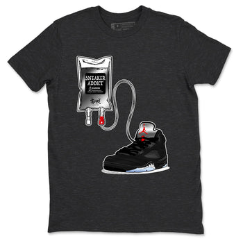 5s Black Metallic Reimagined shirts to match jordans Sneaker Therapy best t shirts to wear with jordans AJ5 Retro OG Reimagined match shoes to clothes SNRT Sneaker Tees unisex cotton Charcoal Heather 2 shirts