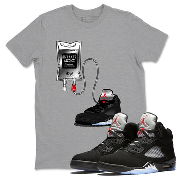 5s Black Metallic Reimagined shirts to match jordans Sneaker Therapy best t shirts to wear with jordans AJ5 Retro OG Reimagined match shoes to clothes SNRT Sneaker Tees unisex cotton Heather Grey 1 shirts