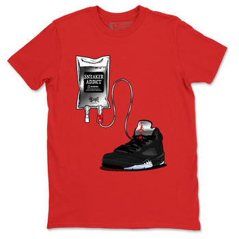 5s Black Metallic Reimagined shirts to match jordans Sneaker Therapy best t shirts to wear with jordans AJ5 Retro OG Reimagined match shoes to clothes SNRT Sneaker Tees unisex cotton Red 2 shirts