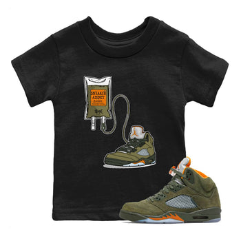 5s Olive shirts to match jordans Sneaker Therapy sneaker match tees Air Jordan 5 Olive match shoes to clothes SNRT Sneaker Tees Youth Baby Black 1 tee