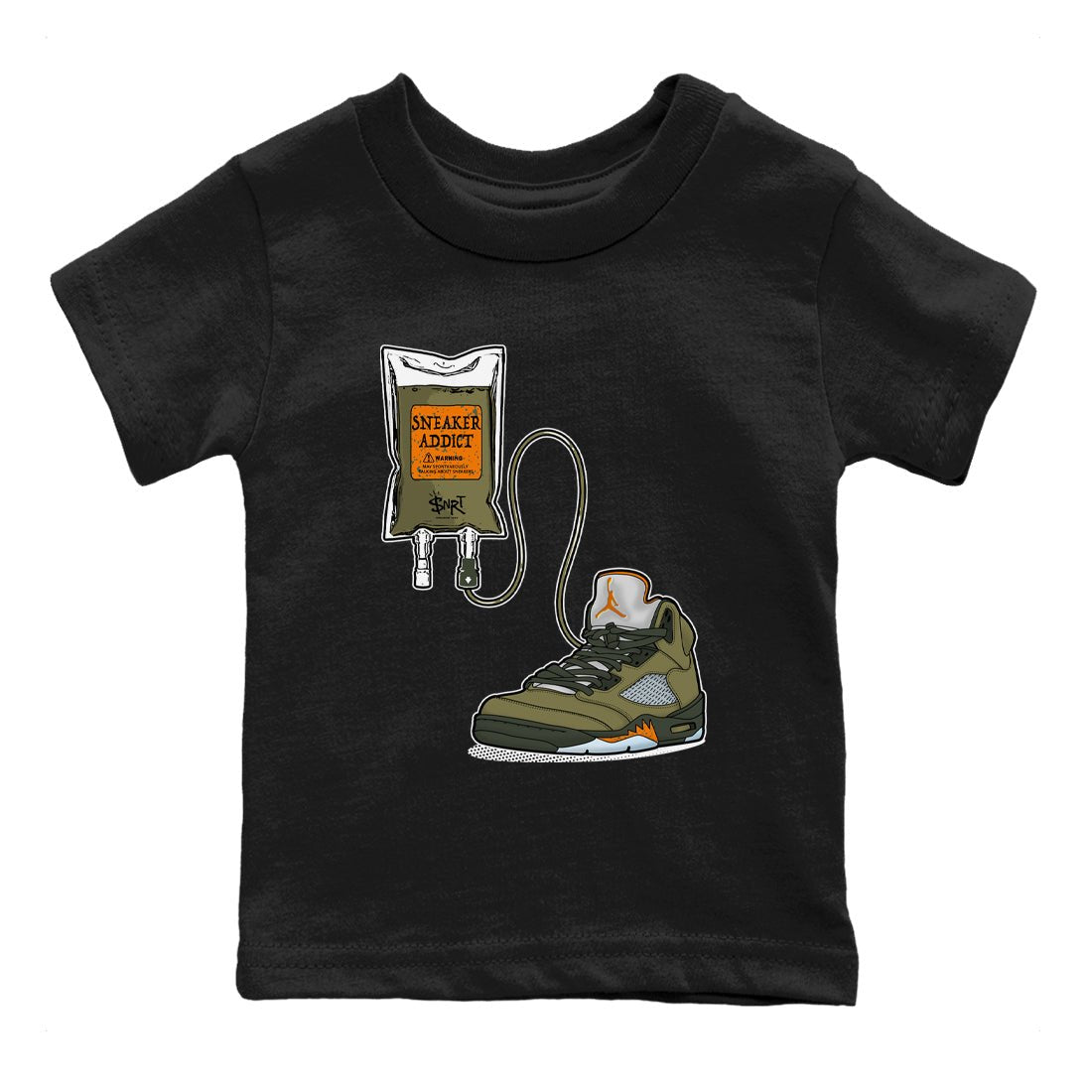 5s Olive shirts to match jordans Sneaker Therapy sneaker match tees Air Jordan 5 Olive match shoes to clothes SNRT Sneaker Tees Youth Baby Black 2 tee