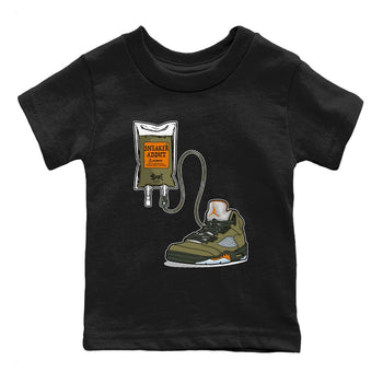 5s Olive shirts to match jordans Sneaker Therapy sneaker match tees Air Jordan 5 Olive match shoes to clothes SNRT Sneaker Tees Youth Baby Black 2 tee
