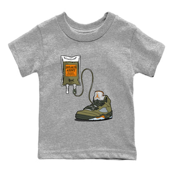 5s Olive shirts to match jordans Sneaker Therapy sneaker match tees Air Jordan 5 Olive match shoes to clothes SNRT Sneaker Tees Youth Baby Heather Grey 2 tee