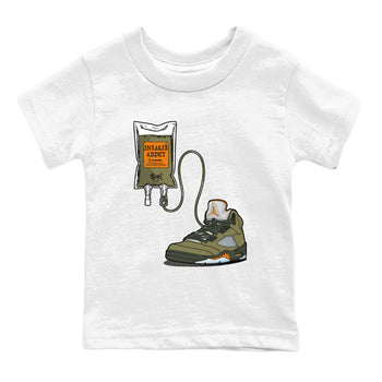 5s Olive shirts to match jordans Sneaker Therapy sneaker match tees Air Jordan 5 Olive match shoes to clothes SNRT Sneaker Tees Youth Baby White 2 tee