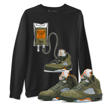 5s Olive shirts to match jordans Sneaker Therapy sneaker match tees Air Jordan 5 Olive match shoes to clothes SNRT Sneaker Tees unisex cotton Black 1 shirts