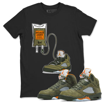 5s Olive shirts to match jordans Sneaker Therapy sneaker match tees Air Jordan 5 Olive match shoes to clothes SNRT Sneaker Tees unisex cotton Black 1 shirts