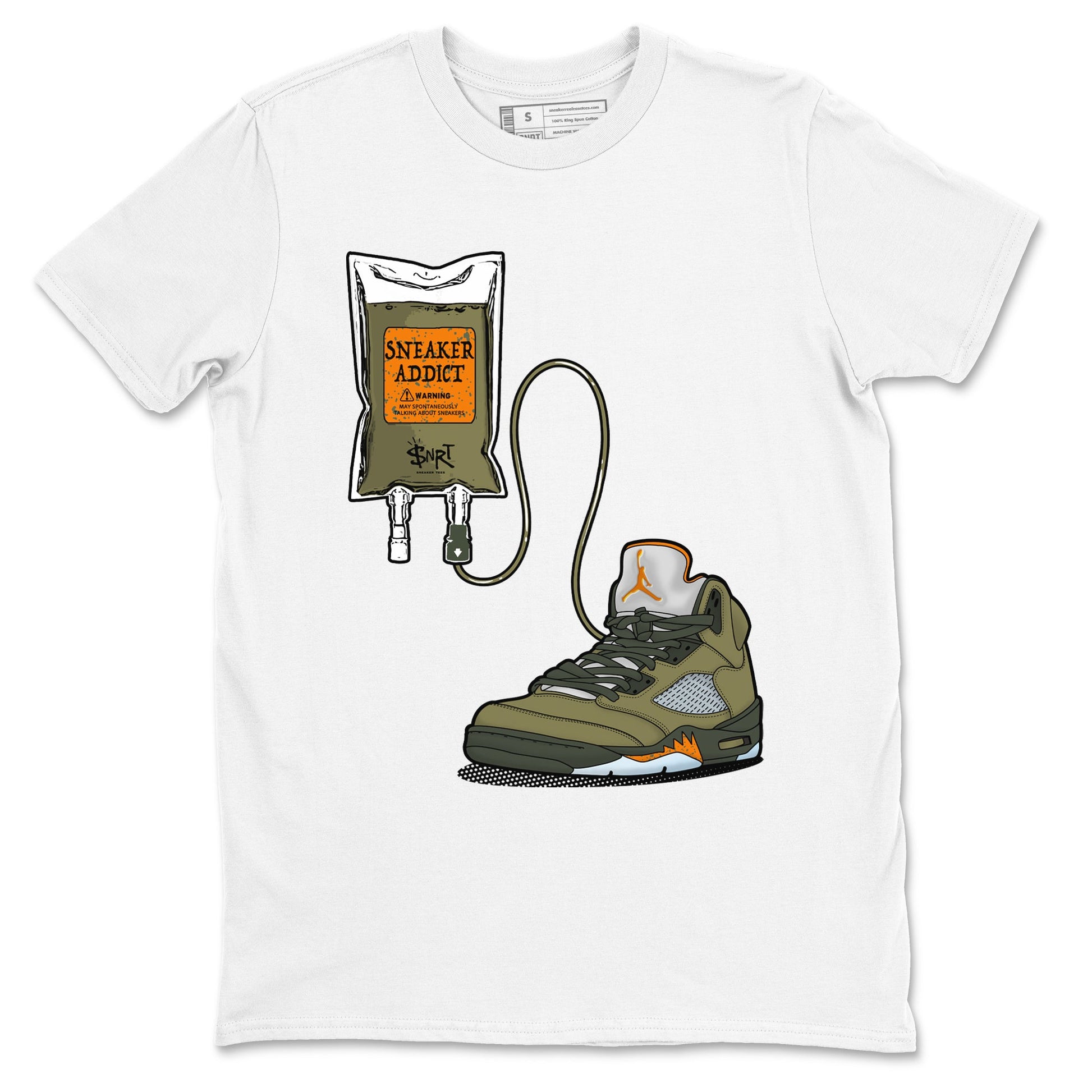 5s Olive shirts to match jordans Sneaker Therapy sneaker match tees Air Jordan 5 Olive match shoes to clothes SNRT Sneaker Tees unisex cotton White 2 shirts