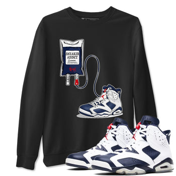 6s White And Midnight Navy shirts to match jordans Sneaker Therapy sneaker match tees Air Jordan 6 White And Midnight Navy SNRT Sneaker Release Tees unisex cotton Black 1 crew neck shirts