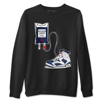 6s White And Midnight Navy shirts to match jordans Sneaker Therapy sneaker match tees Air Jordan 6 White And Midnight Navy SNRT Sneaker Release Tees unisex cotton Black 2 crew neck shirts