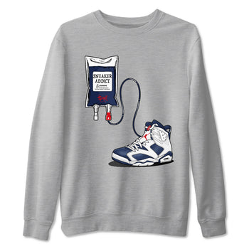6s White And Midnight Navy shirts to match jordans Sneaker Therapy sneaker match tees Air Jordan 6 White And Midnight Navy SNRT Sneaker Release Tees unisex cotton Heather Grey 2 crew neck shirts
