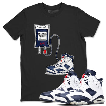 6s White And Midnight Navy shirts to match jordans Sneaker Therapy sneaker match tees Air Jordan 6 White And Midnight Navy SNRT Sneaker Release Tees unisex cotton Black 1 crew neck shirts