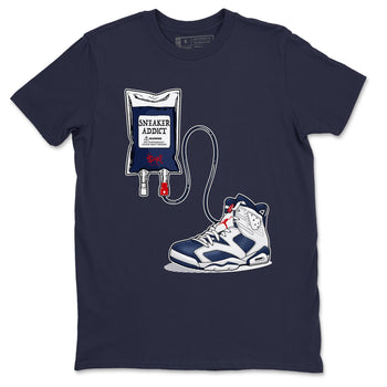 6s White And Midnight Navy shirts to match jordans Sneaker Therapy sneaker match tees Air Jordan 6 White And Midnight Navy SNRT Sneaker Release Tees unisex cotton Navy 2 crew neck shirts