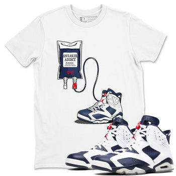 6s White And Midnight Navy shirts to match jordans Sneaker Therapy sneaker match tees Air Jordan 6 White And Midnight Navy SNRT Sneaker Release Tees unisex cotton White 1 crew neck shirts