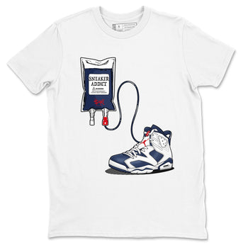 6s White And Midnight Navy shirts to match jordans Sneaker Therapy sneaker match tees Air Jordan 6 White And Midnight Navy SNRT Sneaker Release Tees unisex cotton White 2 crew neck shirts