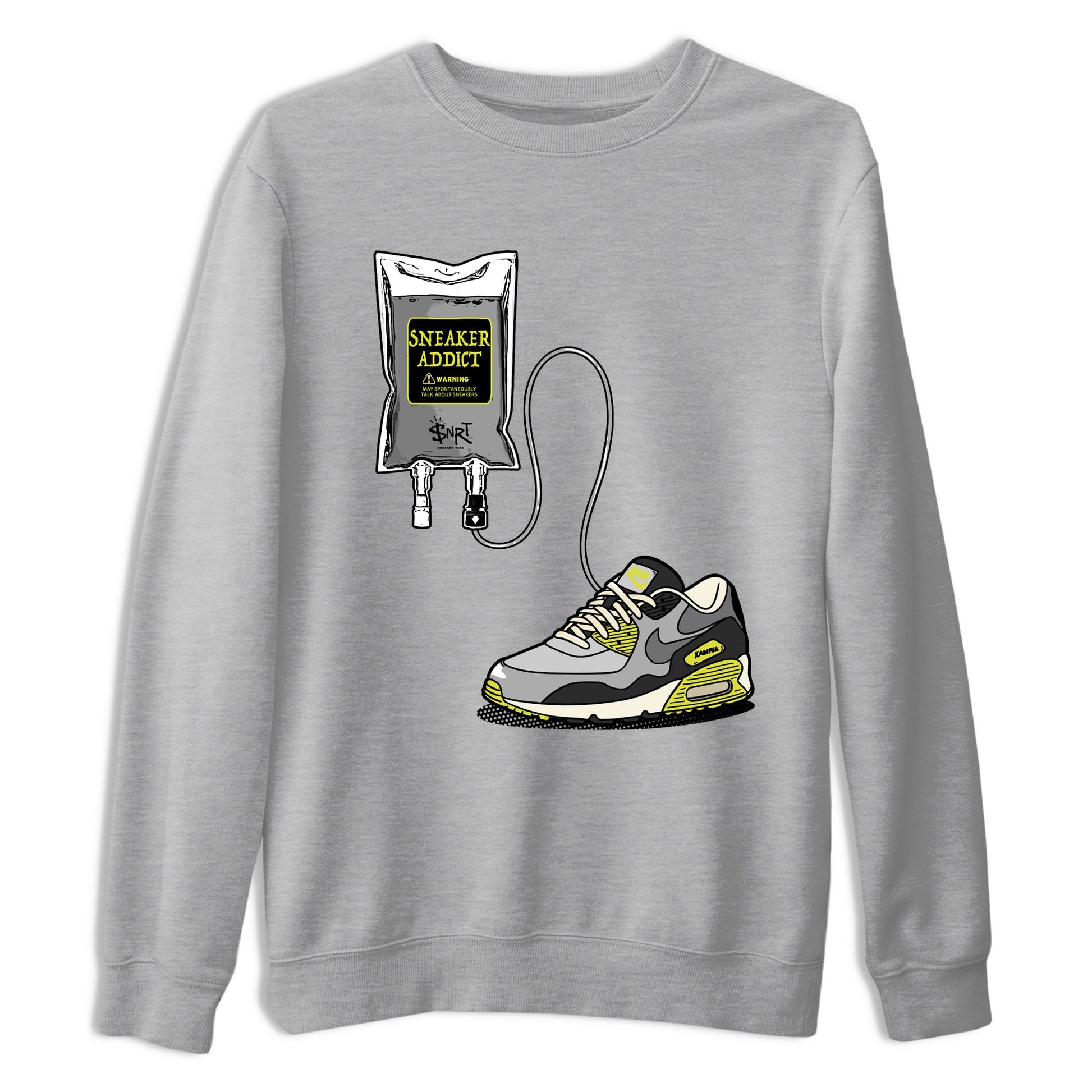 Sneaker Therapy sneaker match t-shirt styled to complete your fit with the Air Max 90 Cyber sneakers, shown in Heather Grey 2.