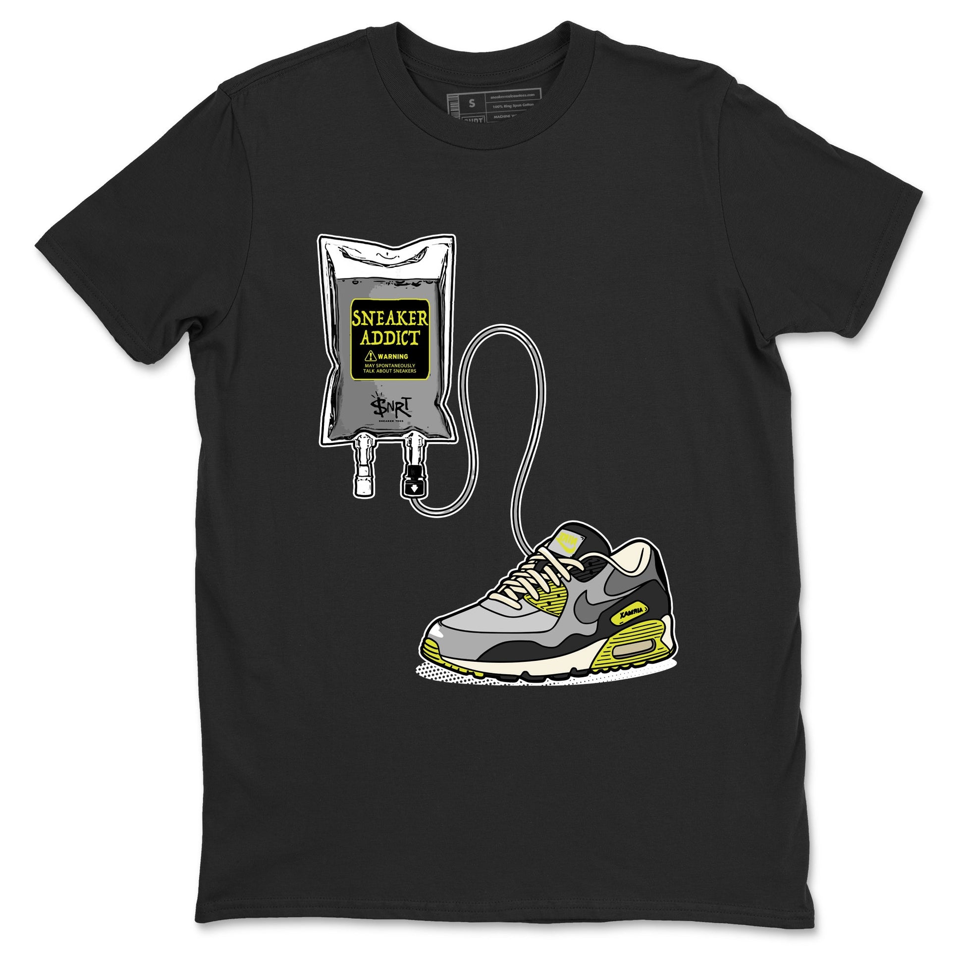 Sneaker Therapy sneaker match t-shirt styled to complete your fit with the Air Max 90 Cyber sneakers, shown in Black 2.