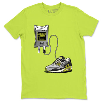 Sneaker Therapy sneaker match t-shirt styled to complete your fit with the Air Max 90 Cyber sneakers, shown in Safety Green 2.