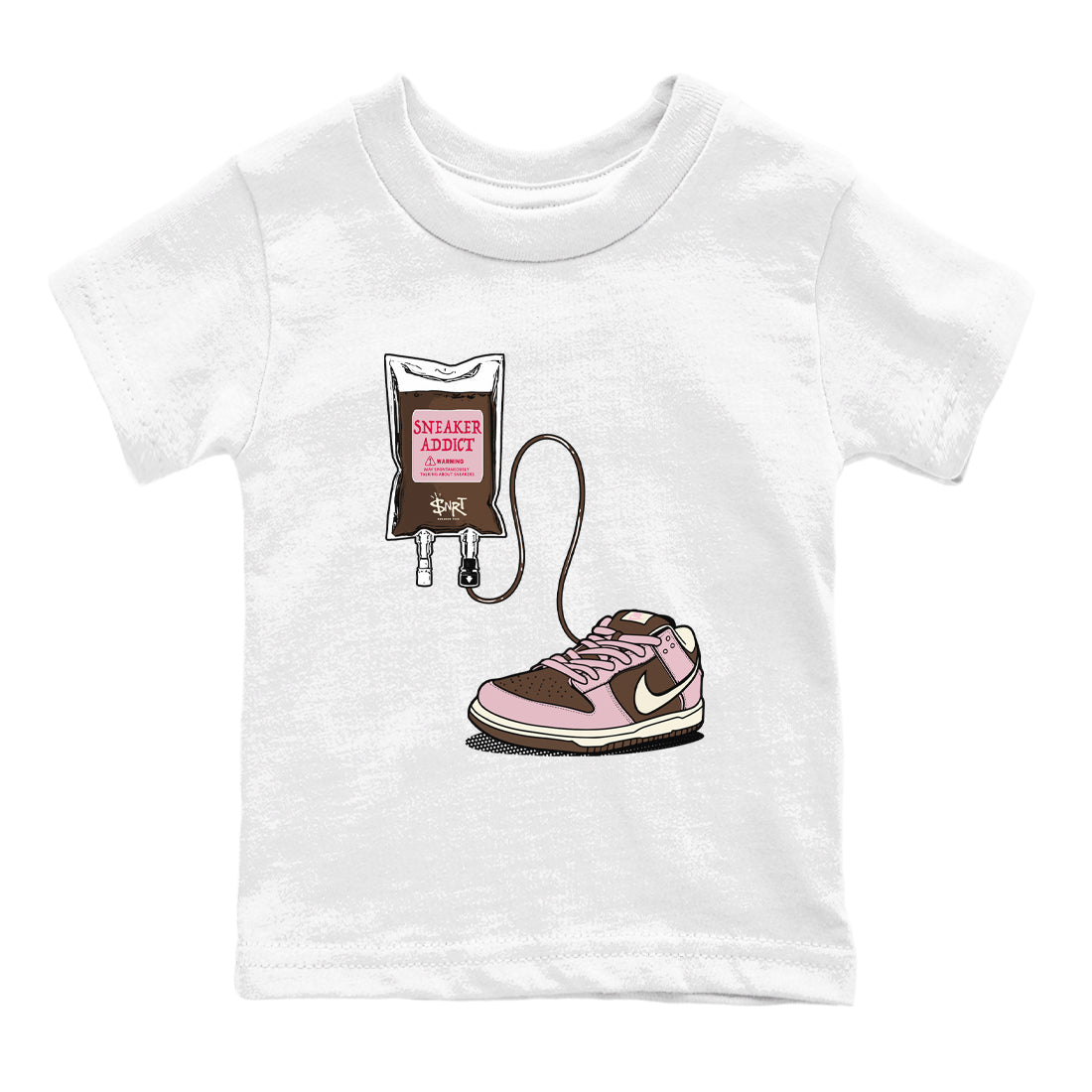 Dunk Cacao Wow And Pink Foam shirts to match jordans Sneaker Therapy sneaker match tees Dunk Cacao Wow And Pink Foam SNRT Sneaker Release Tees Youth Baby White 2 crew neck shirts