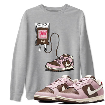 Dunk Cacao Wow And Pink Foam shirts to match jordans Sneaker Therapy sneaker match tees Dunk Cacao Wow And Pink Foam SNRT Sneaker Release Tees unisex cotton Heather Grey 1 crew neck shirts