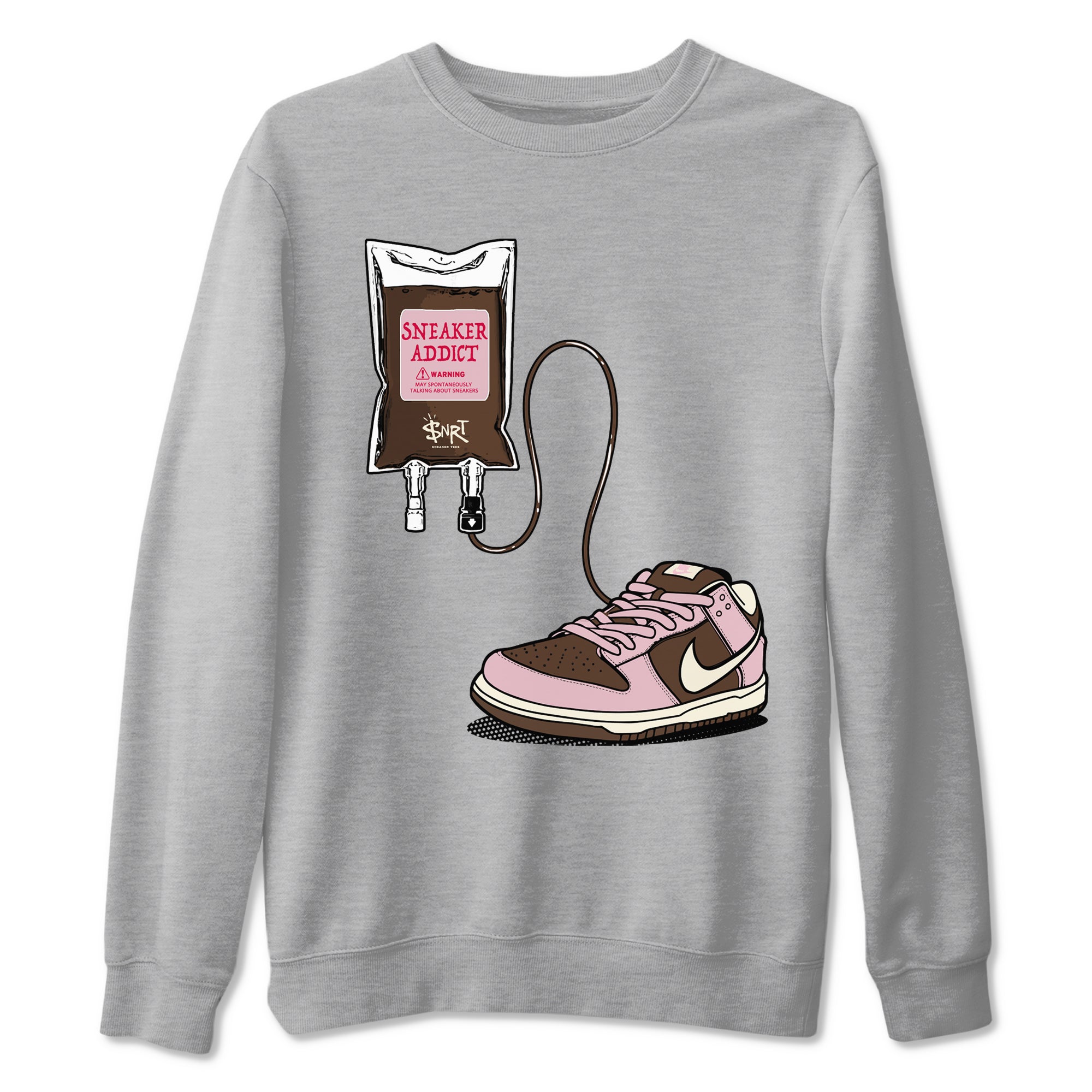 Dunk Cacao Wow And Pink Foam shirts to match jordans Sneaker Therapy sneaker match tees Dunk Cacao Wow And Pink Foam SNRT Sneaker Release Tees unisex cotton Heather Grey 2 crew neck shirts