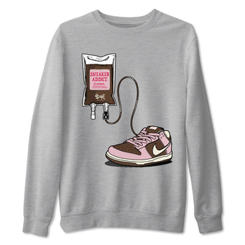 Dunk Cacao Wow And Pink Foam shirts to match jordans Sneaker Therapy sneaker match tees Dunk Cacao Wow And Pink Foam SNRT Sneaker Release Tees unisex cotton Heather Grey 2 crew neck shirts
