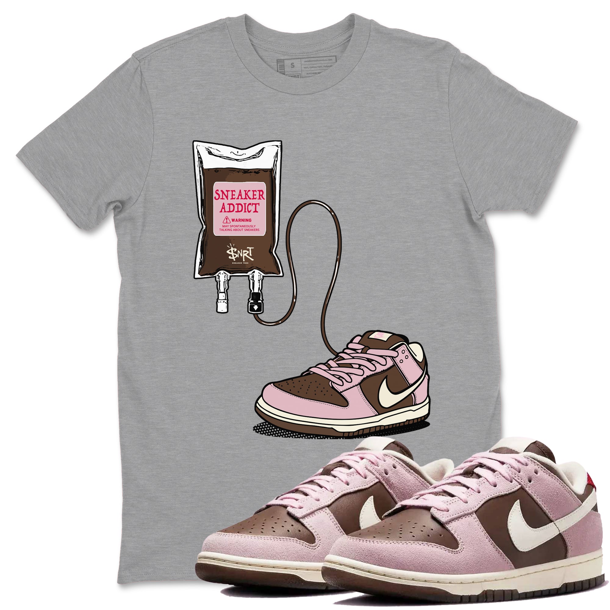 Dunk Cacao Wow And Pink Foam shirts to match jordans Sneaker Therapy sneaker match tees Dunk Cacao Wow And Pink Foam SNRT Sneaker Release Tees unisex cotton Heather Grey 1 crew neck shirts