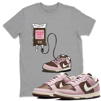 Dunk Cacao Wow And Pink Foam shirts to match jordans Sneaker Therapy sneaker match tees Dunk Cacao Wow And Pink Foam SNRT Sneaker Release Tees unisex cotton Heather Grey 1 crew neck shirts