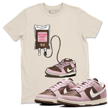 Dunk Cacao Wow And Pink Foam shirts to match jordans Sneaker Therapy sneaker match tees Dunk Cacao Wow And Pink Foam SNRT Sneaker Release Tees unisex cotton Natural 1 crew neck shirts