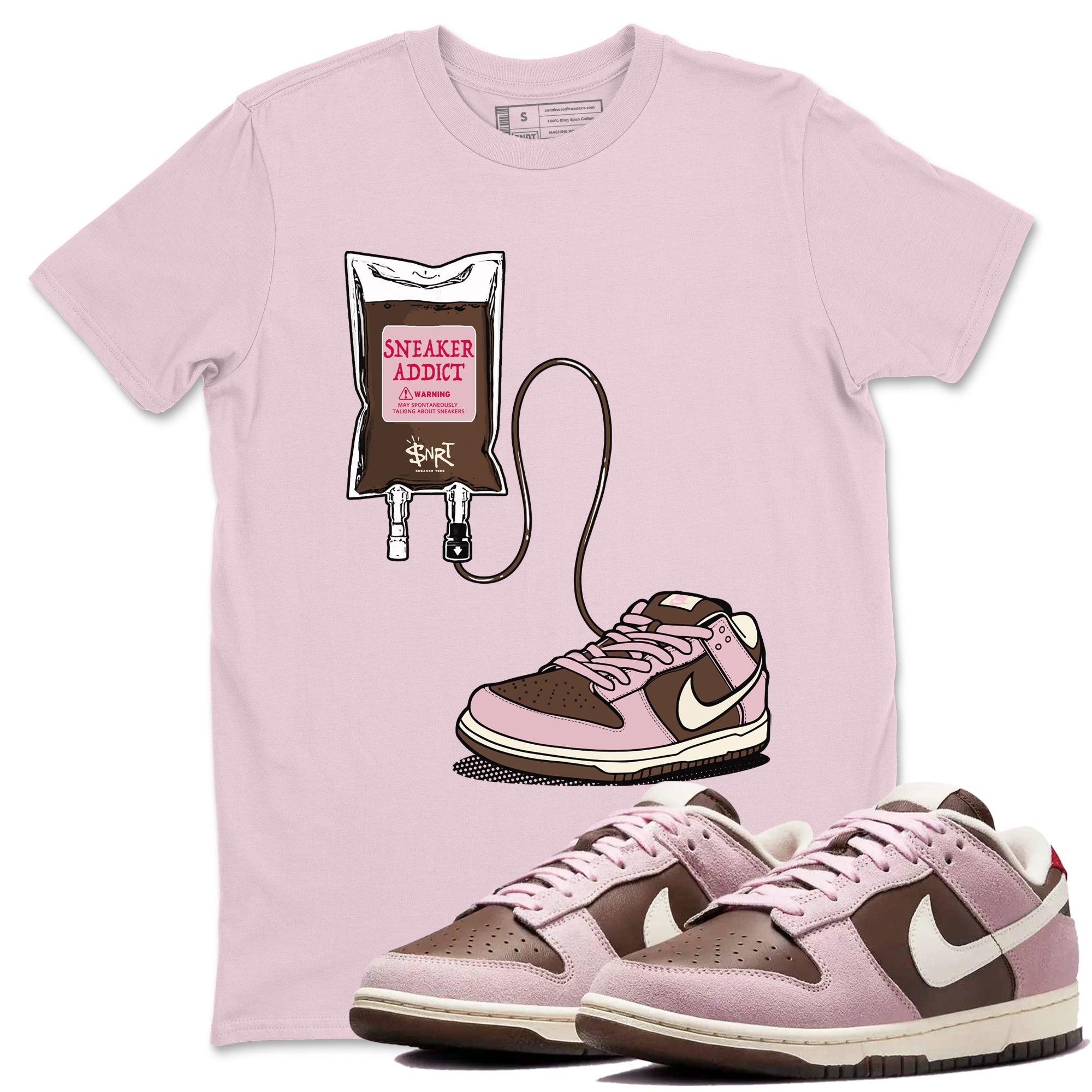 Dunk Cacao Wow And Pink Foam shirts to match jordans Sneaker Therapy sneaker match tees Dunk Cacao Wow And Pink Foam SNRT Sneaker Release Tees unisex cotton Pink 1 crew neck shirts