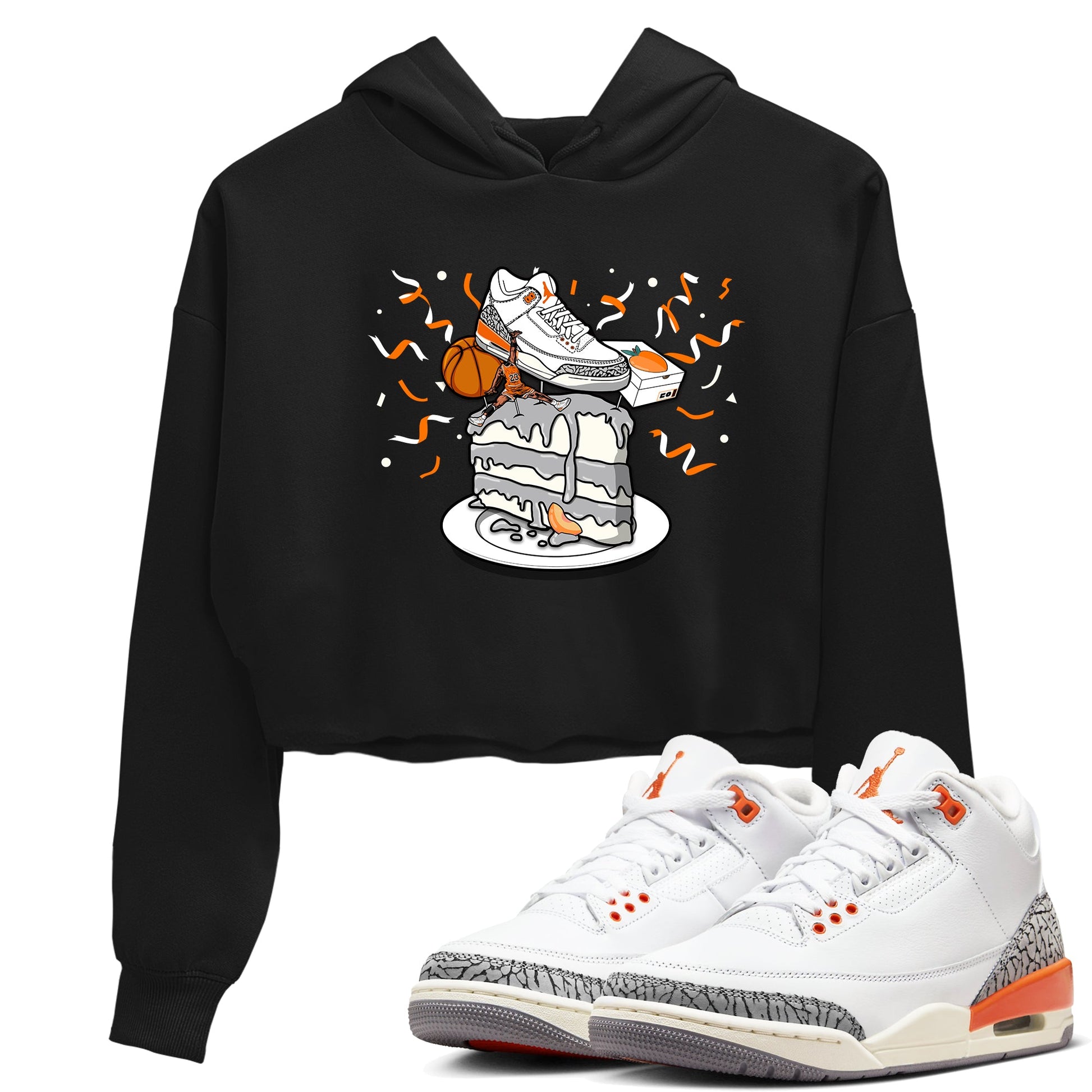 3s Georgia Peach shirt to match jordans Sneaker Topper sneaker tees Air Jordan 3 Georgia Peach SNRT Sneaker Release Tees Black 1 crop length shirt